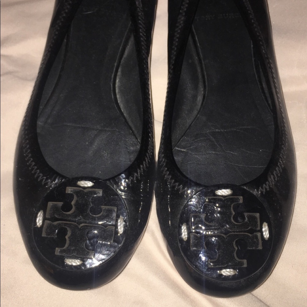 Tory Burch glossy black reva flats